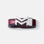 Load image into Gallery viewer, SILVER LOGO BUCKLE HAMMERED WINE BELT