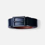 Load image into Gallery viewer, MATTE BLACK PLAIN BUCKLE BLUE &amp; LIGHT BROWN BELT