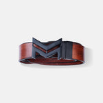 Load image into Gallery viewer, MATTE BLACK LOGO BUCKLE HAMMERED TAN BELT