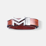 Load image into Gallery viewer, GREY LOGO BUCKLE HAMMERED TAN BELT