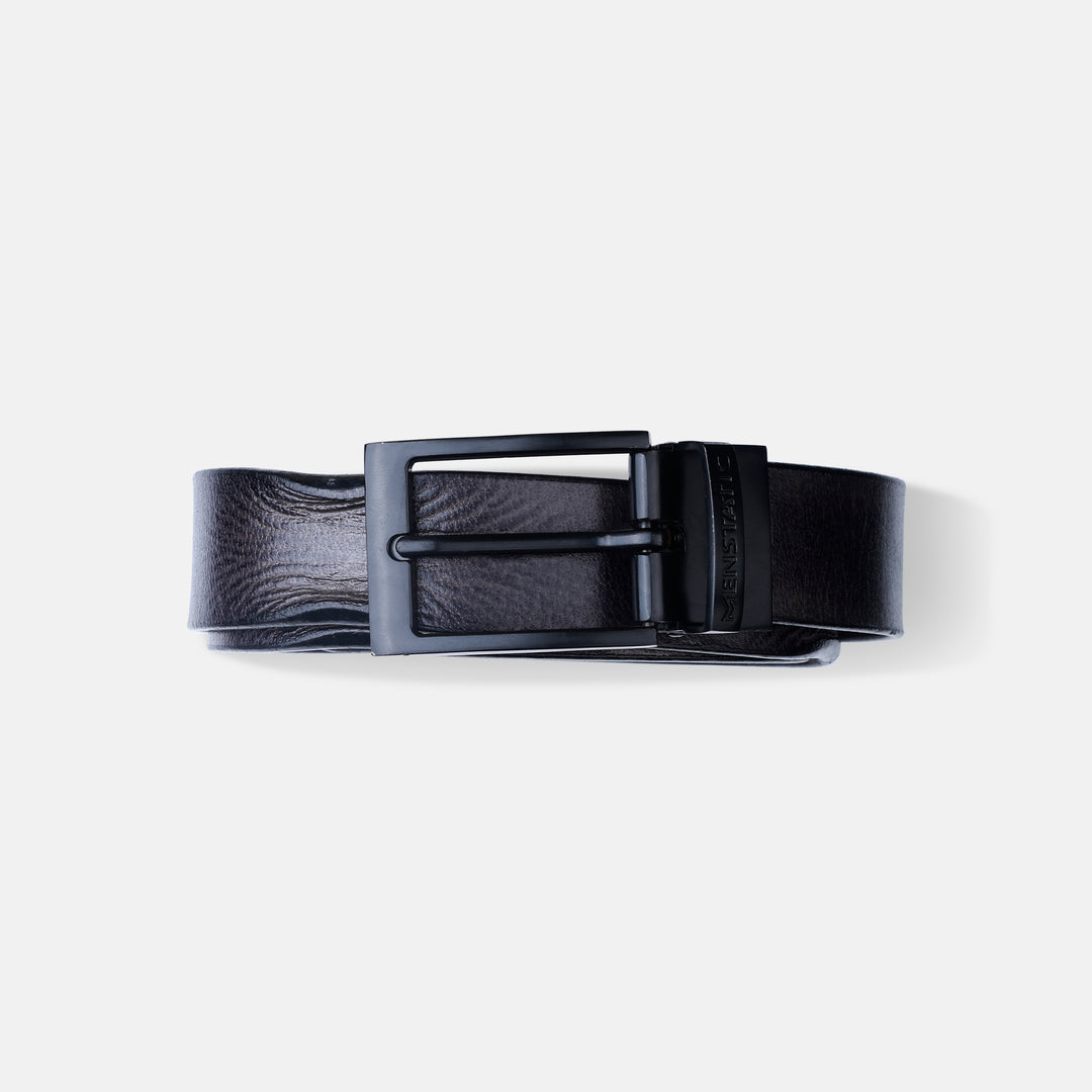 MATTE BLACK PLAIN BUCKLE HAMMERED GREY BELT