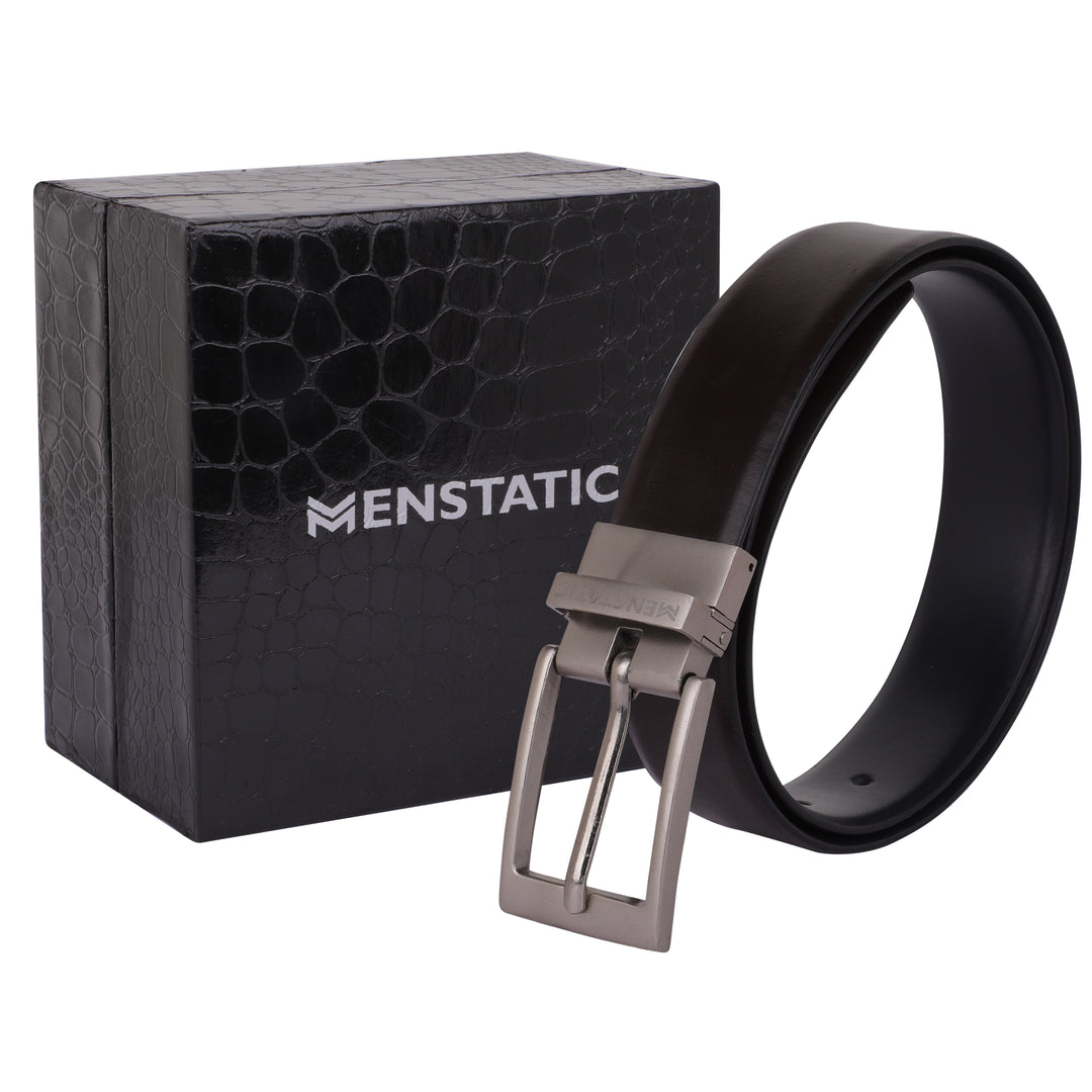 SILVER PLAIN BUCKLE BLUE & DARK BROWN BELT