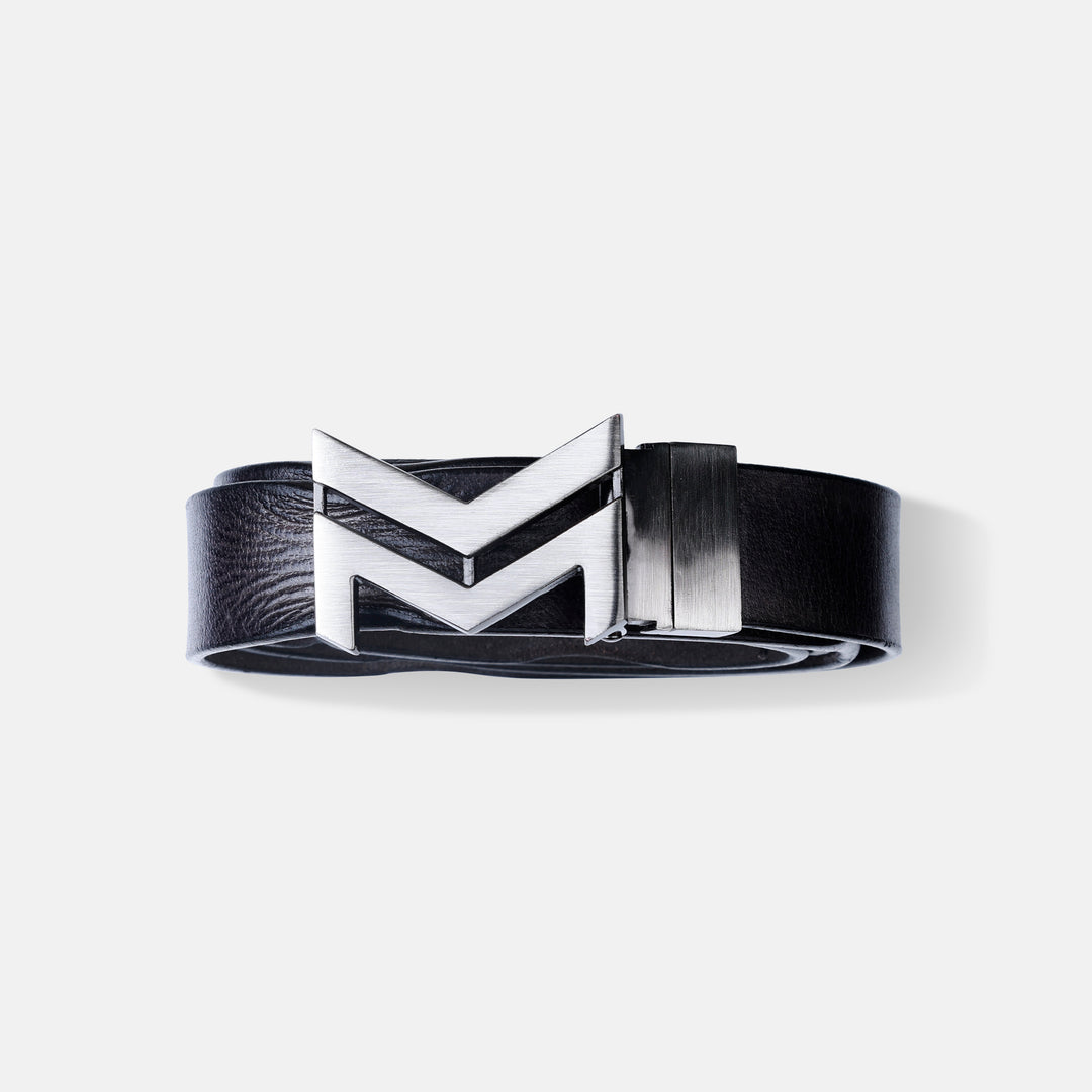 GREY LOGO BUCKLE HAMMERED GREY BELT