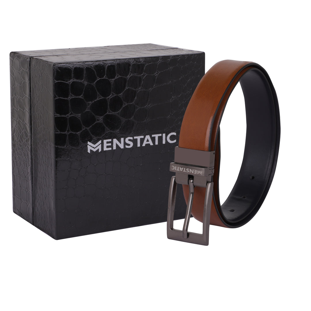 GREY PLAIN BUCKLE BLUE & LIGHT BROWN BELT