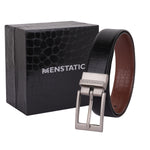 Load image into Gallery viewer, SILVER PLAIN BUCKLE CROCO LIGHT BROWN &amp; BLACK BELT
