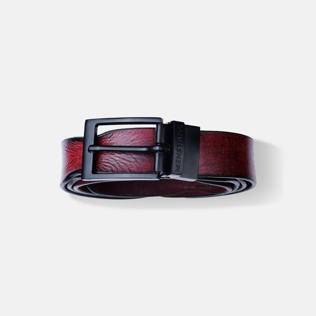 MATTE BLACK PLAIN BUCKLE HAMMERED WINE BELT