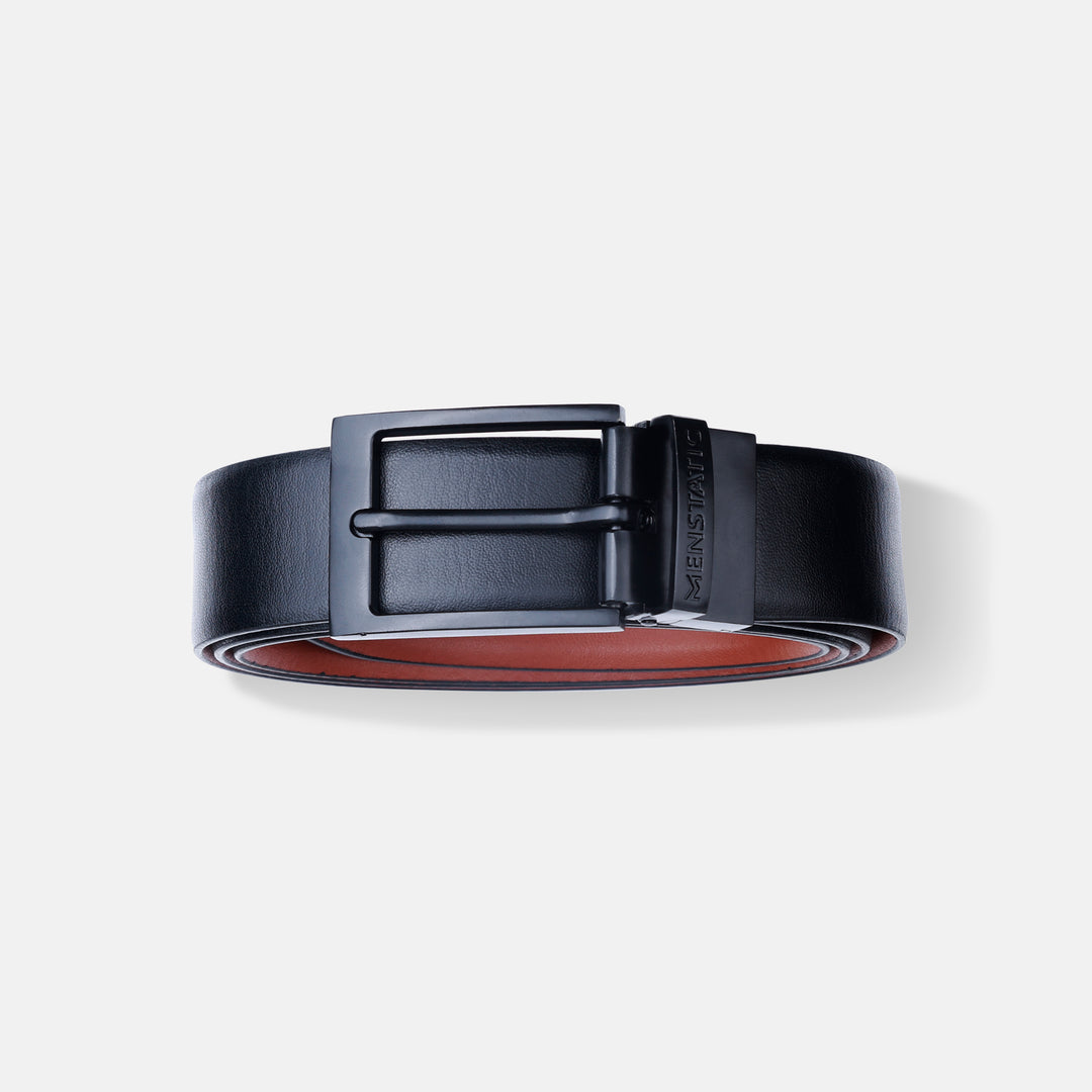 MATTE BLACK PLAIN BUCKLE LIGHT BROWN & BLACK BELT