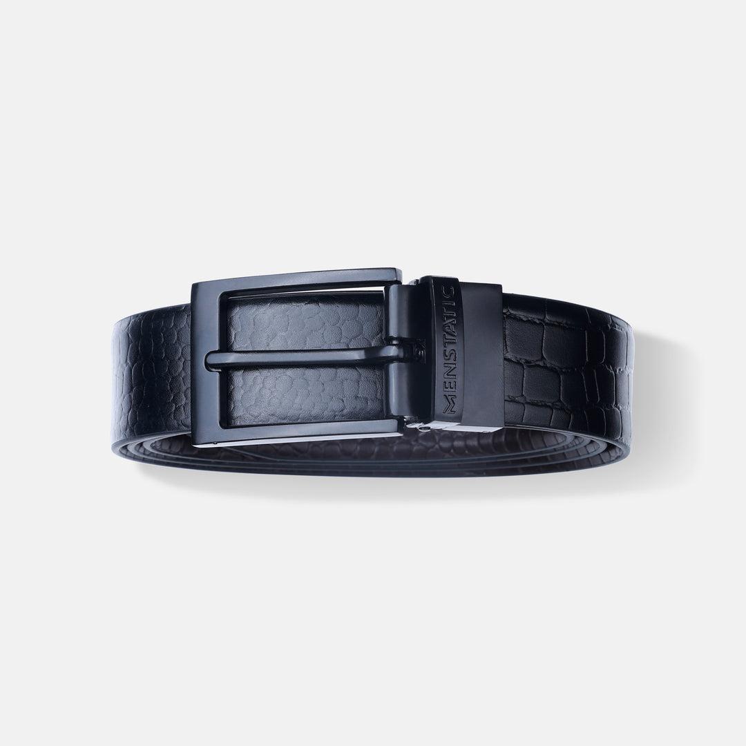 MATTE BLACK PLAIN BUCKLE CROCO DARK BROWN & BLACK BELT