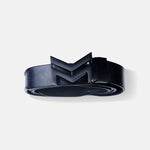 Load image into Gallery viewer, MATTE BLACK LOGO BUCKLE HAMMERED BLUE BELT