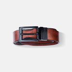 Load image into Gallery viewer, MATTE BLACK PLAIN BUCKLE HAMMERED TAN BELT