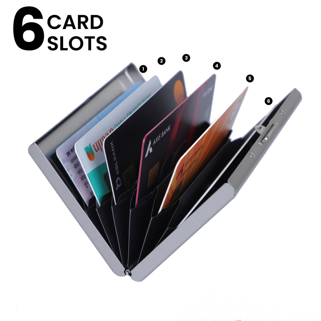 BLACK PUSH BUTTON METAL CARD HOLDER
