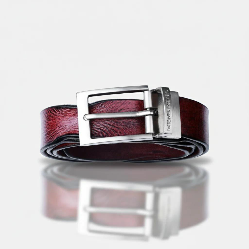 SILVER PLAIN BUCKLE HAMMERED WINE BELT
