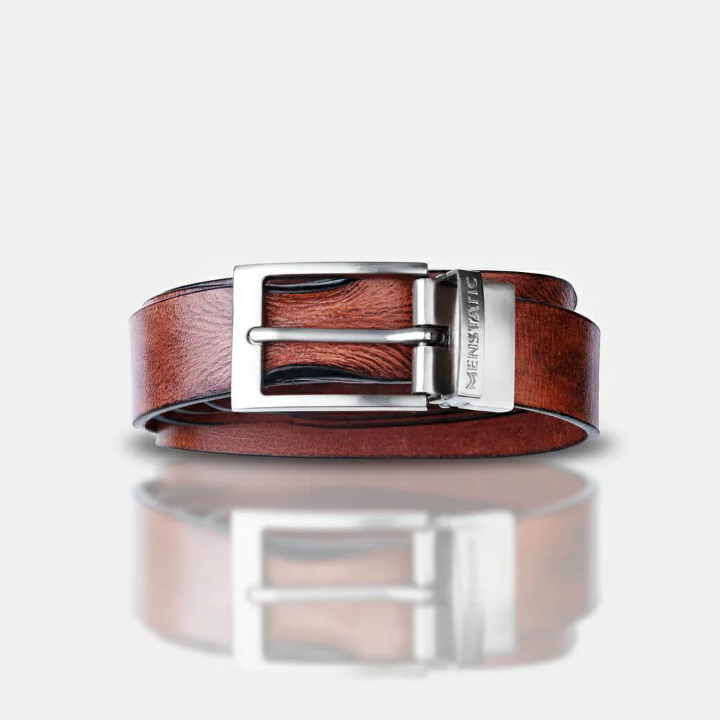 SILVER PLAIN BUCKLE HAMMERED TAN BELT
