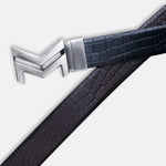 Load image into Gallery viewer, GREY LOGO BUCKLE CROCO DARK BROWN &amp; BLACK BELT