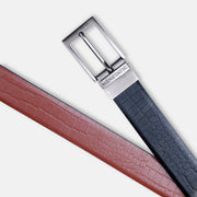 SILVER PLAIN BUCKLE CROCO LIGHT BROWN & BLACK BELT