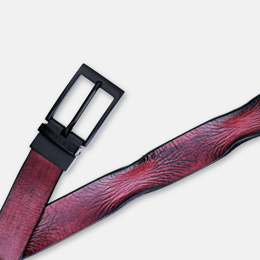 MATTE BLACK PLAIN BUCKLE HAMMERED WINE BELT