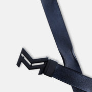 MATTE BLACK LOGO BUCKLE HAMMERED BLUE BELT