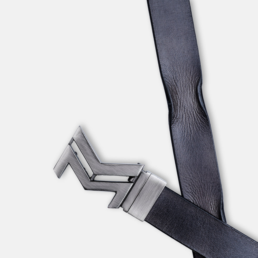 GREY LOGO BUCKLE HAMMERED GREY BELT