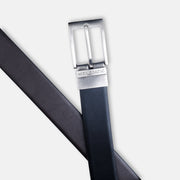 SILVER PLAIN BUCKLE DARK BROWN & BLACK BELT