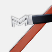 SILVER LOGO BUCKLE LIGHT BROWN & BLACK BELT