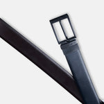 Load image into Gallery viewer, MATTE BLACK PLAIN BUCKLE BLUE &amp; DARK BROWN BELT