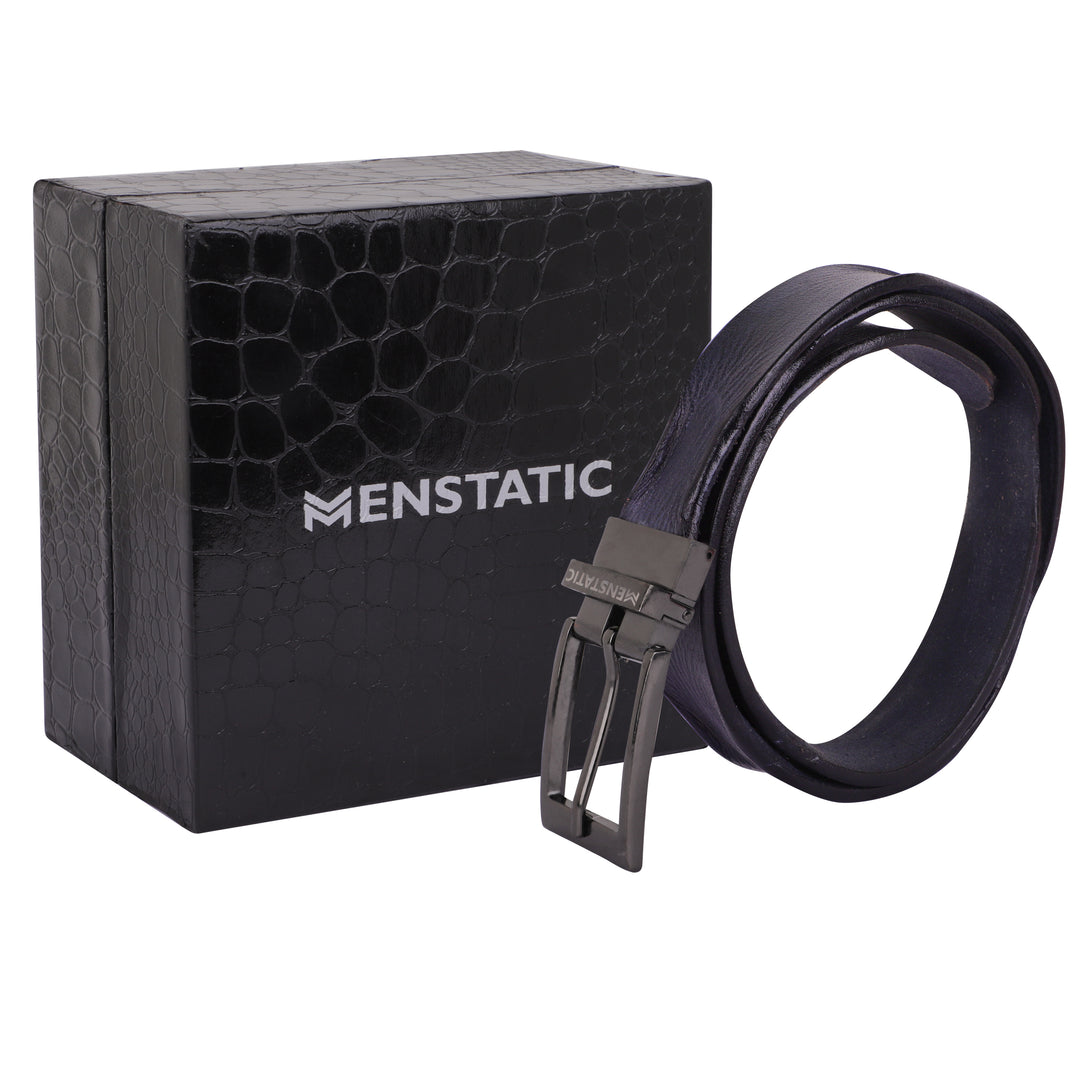 BLACK PLAIN BUCKLE HAMMERED BLUE BELT
