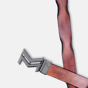 GLOSSY BLACK LOGO BUCKLE HAMMERED TAN BELT