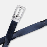 SILVER PLAIN BUCKLE HAMMERED BLUE BELT