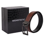 Load image into Gallery viewer, BLACK PLAIN BUCKLE CROCO LIGHT BROWN &amp; BLACK BELT
