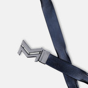 GLOSSY BLACK LOGO BUCKLE HAMMERED BLUE BELT