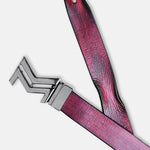 Load image into Gallery viewer, GLOSSY BLACK LOGO BUCKLE HAMMERED WINE BELT