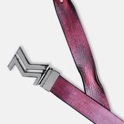 GLOSSY BLACK LOGO BUCKLE HAMMERED WINE BELT