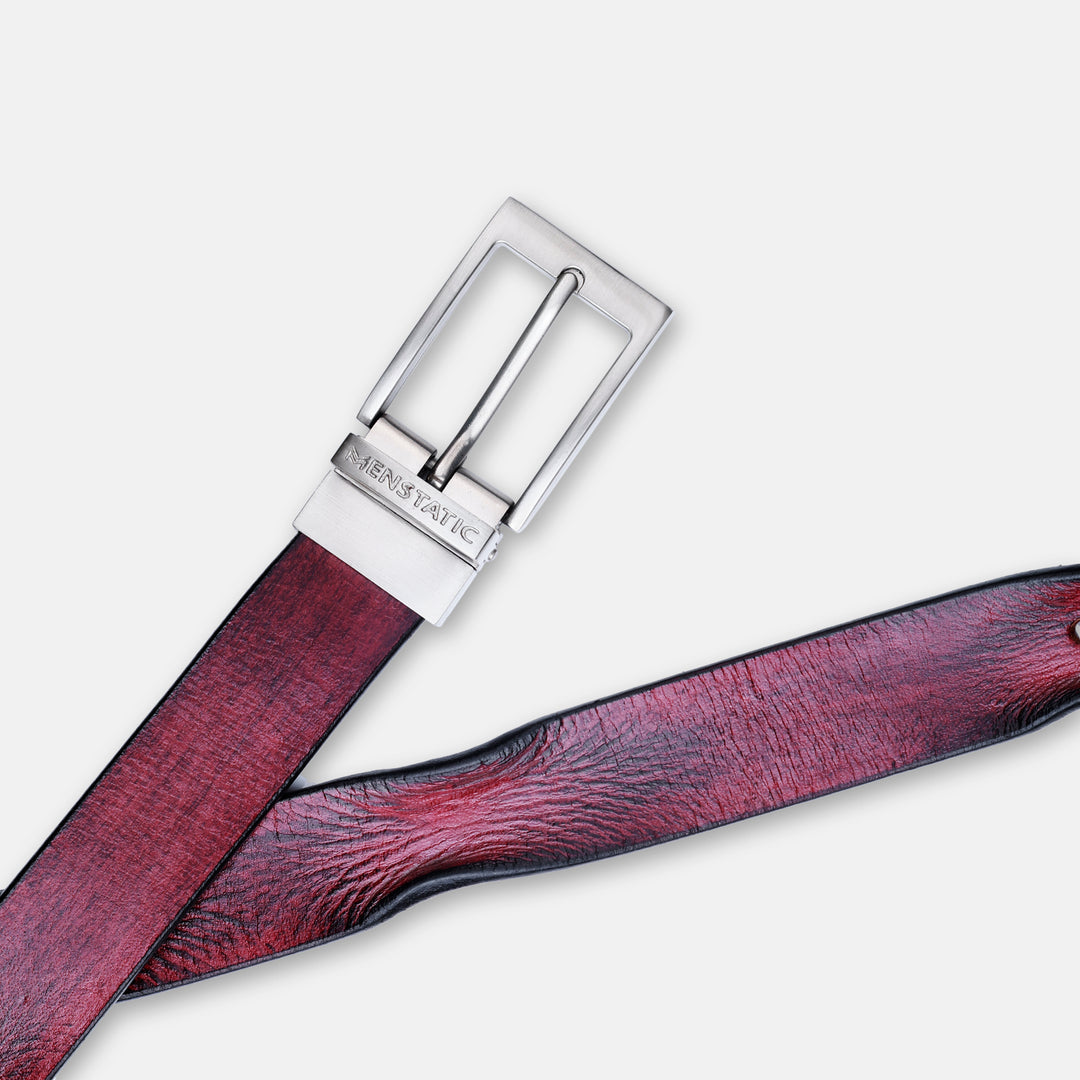 SILVER PLAIN BUCKLE HAMMERED WINE BELT