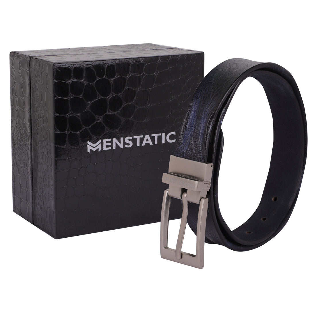 SILVER PLAIN BUCKLE HAMMERED BLUE BELT