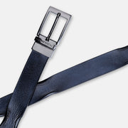 GLOSSY BLACK PLAIN BUCKLE HAMMERED BLUE BELT