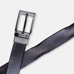 Load image into Gallery viewer, GLOSSY BLACK PLAIN BUCKLE HAMMERED GREY BELT
