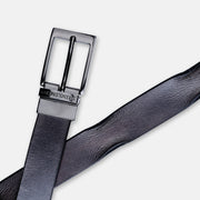 GLOSSY BLACK PLAIN BUCKLE HAMMERED GREY BELT