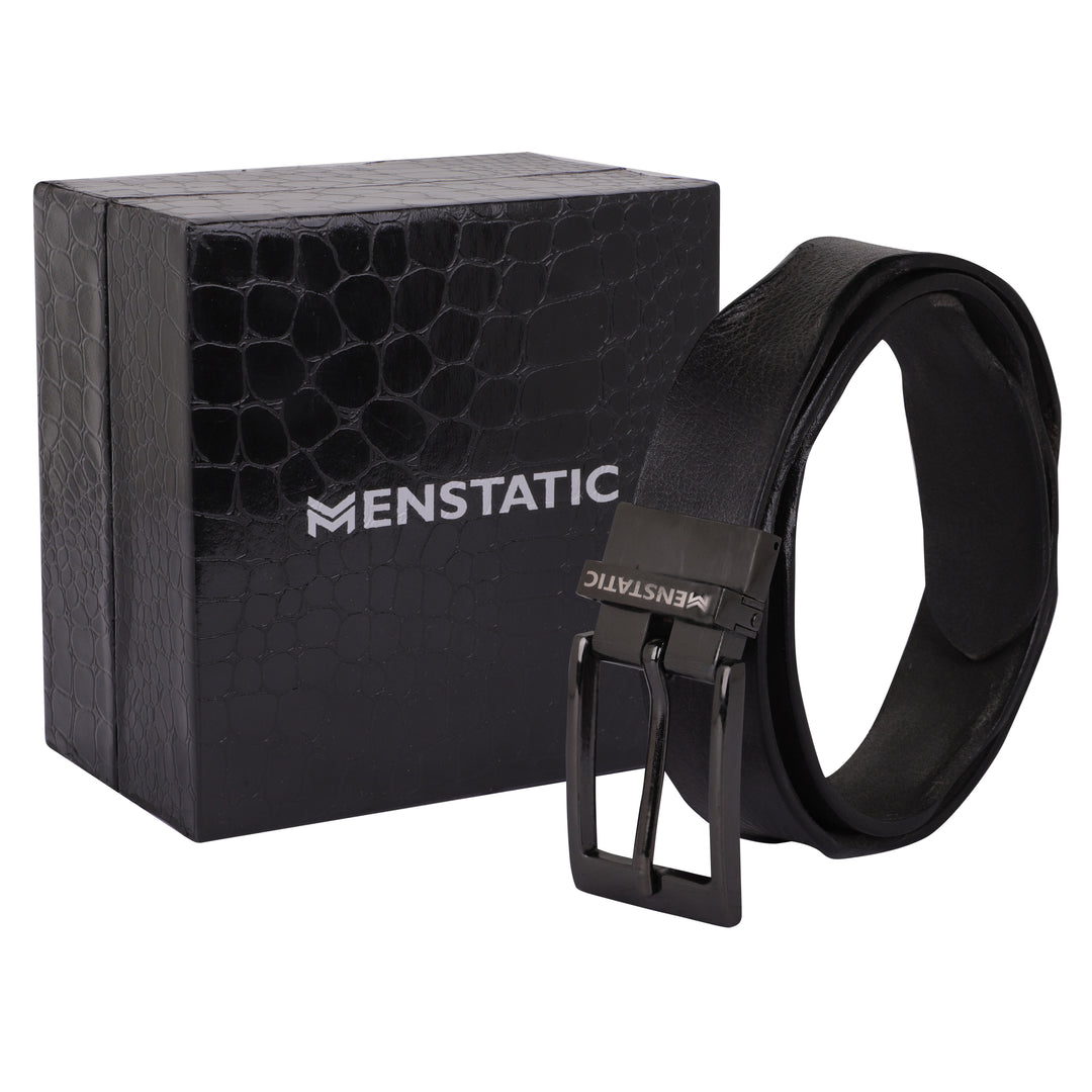 BLACK PLAIN BUCKLE HAMMERED GREY BELT