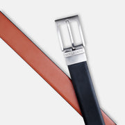 SILVER PLAIN BUCKLE LIGHT BROWN & BLACK BELT