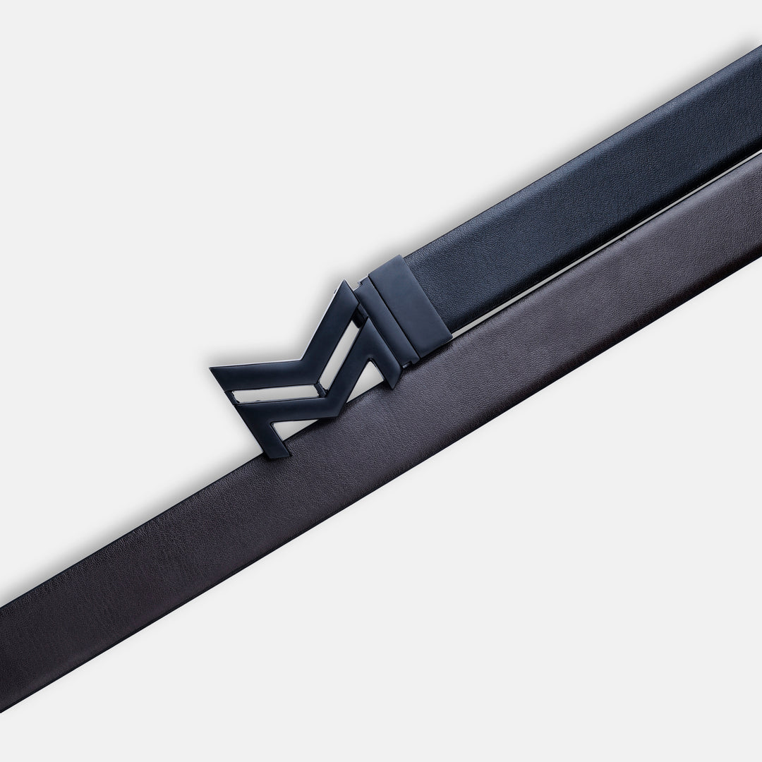 MATTE BLACK LOGO BUCKLE DARK BROWN & BLACK BELT