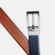 GREY PLAIN BUCKLE BLUE & LIGHT BROWN BELT