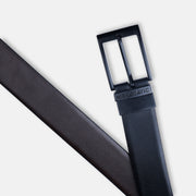 MATTE BLACK PLAIN BUCKLE DARK BROWN & BLACK BELT