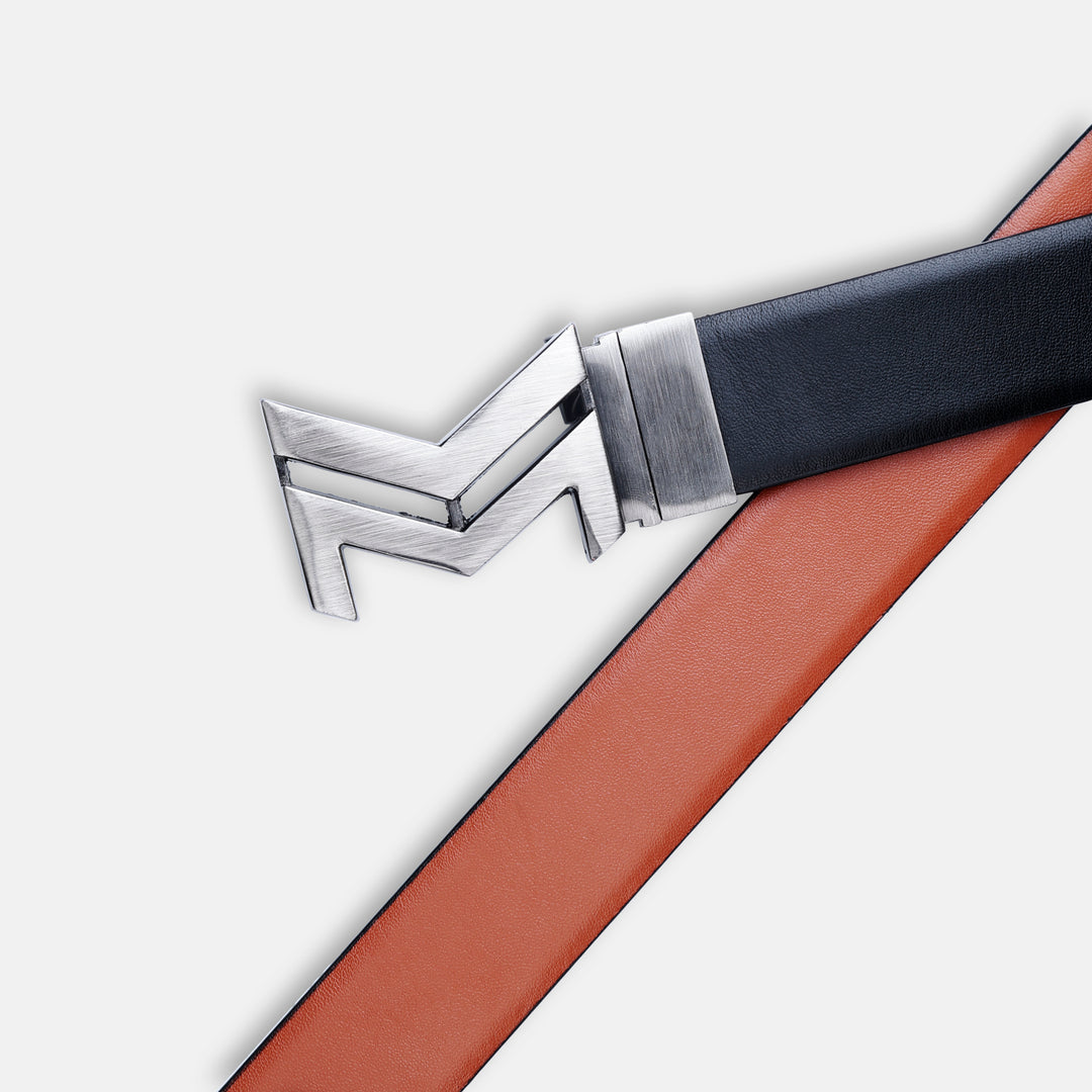 GREY LOGO BUCKLE LIGHT BROWN & BLACK BELT