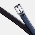 Load image into Gallery viewer, GLOSSY BLACK PLAIN BUCKLE BLUE &amp; DARK BROWN BELT