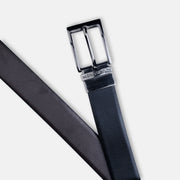 GLOSSY BLACK PLAIN BUCKLE DARK BROWN & BLACK BELT