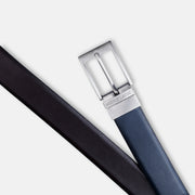 SILVER PLAIN BUCKLE BLUE & DARK BROWN BELT