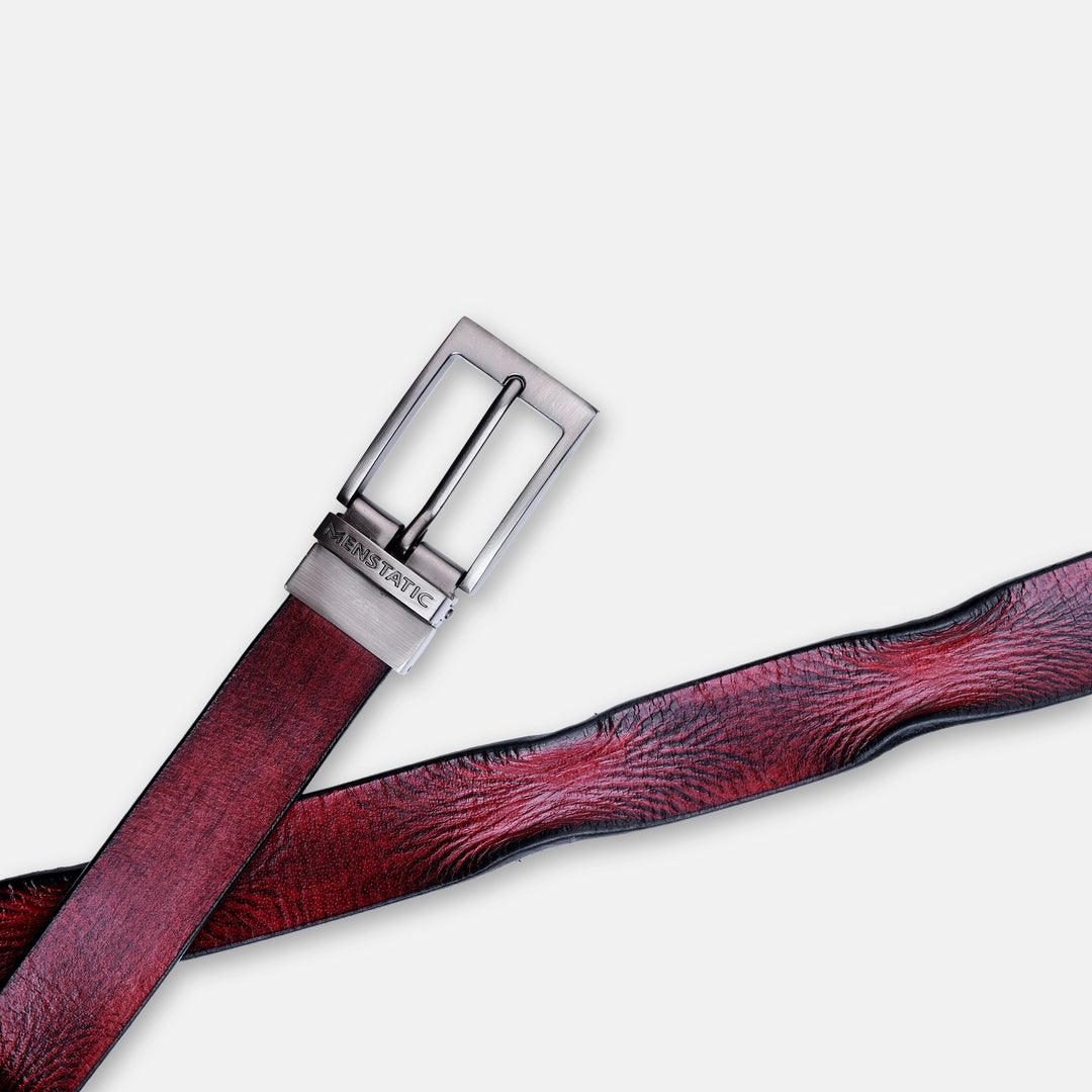 GREY PLAIN BUCKLE HAMMERED WINE BELT
