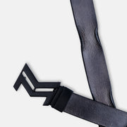 MATTE BLACK LOGO BUCKLE HAMMERED GREY BELT