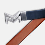 Load image into Gallery viewer, GREY LOGO BUCKLE BLUE &amp; LIGHT BROWN BELT