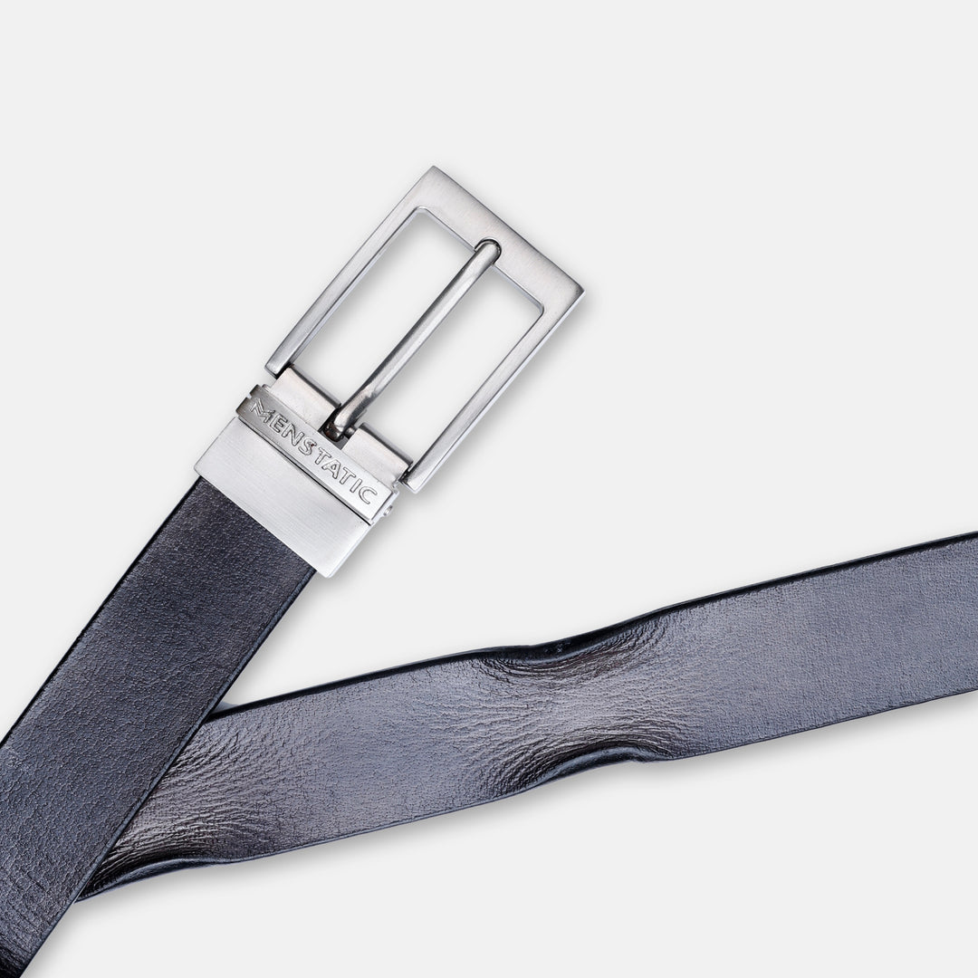 SILVER PLAIN BUCKLE HAMMERED GREY BELT